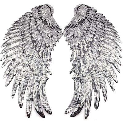 CattleyaHQ 1 paire d'appliques ailes à paillettes Grand patch aile à paillettes Patch ange aile brodée Pour vêtements à coudre Design ornements (argent) CattleyaHQ 1 paire d'appliques ailes à paillettes Grand patch aile à paillettes Patch ange aile brodée Pour vêtements à coudre Design ornements (argent)