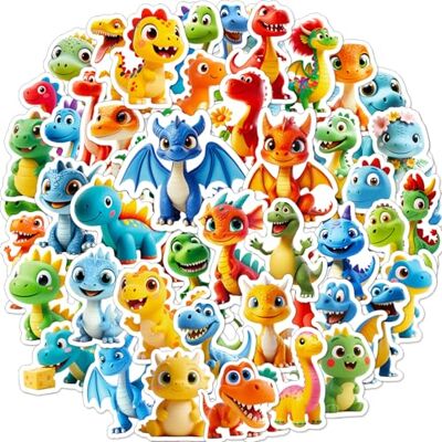 Kedikamodi Lot de 56 autocollants dinosaures 3D pour enfants Mélange d'autocollants en vinyle imperméable pour bouteilles d'eau, scrapbooking, journal, etc Kedikamodi Lot de 56 autocollants dinosaures 3D pour enfants Mélange d'autocollants en vinyle imperméable pour bouteilles d'eau, scrapbooking, journal, etc