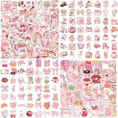 Vmoomax Lot de 100 autocollants Coquette Rose En vinyle imperméable Pour filles et femmes Bouteilles d'eau, ordinateur portable, téléphone portable, guitare, scrapbooking, journal Vmoomax Lot de 100 autocollants Coquette Rose En vinyle imperméable Pour filles et femmes Bouteilles d'eau, ordinateur portable, téléphone portable, guitare, scrapbooking, journal