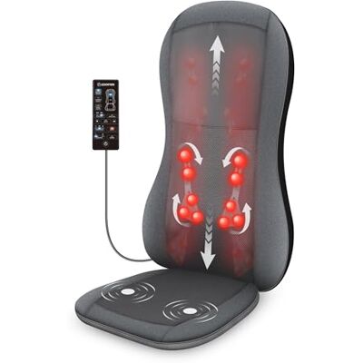 COMFIER Masseur de dos complet plus confortable avec coussin de siège Shiatsu Heat 2D/3D et 10 nœuds de massage COMFIER Masseur de dos complet plus confortable avec coussin de siège Shiatsu Heat 2D/3D et 10 nœuds de massage