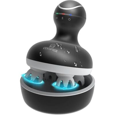 COMFIER Appareil de massage électrique portable pour cuir chevelu Étanche Sans fil et rechargeable Avec 4 têtes de massage pétrissage pour la relaxation COMFIER Appareil de massage électrique portable pour cuir chevelu Étanche Sans fil et rechargeable Avec 4 têtes de massage pétrissage pour la relaxation