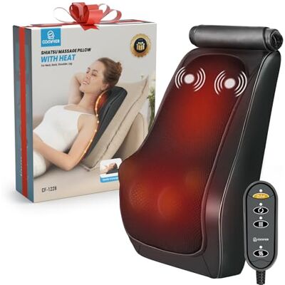 COMFIER Masseur de Dos et de Cou avec Chaleur Cuspide 3D avec Vibration, Shiatsu pour Épaules Coussin de Massage Idée Cadeau COMFIER Masseur de Dos et de Cou avec Chaleur Cuspide 3D avec Vibration, Shiatsu pour Épaules Coussin de Massage Idée Cadeau