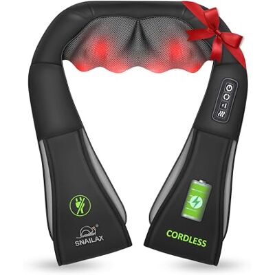 Snailax Masseur sans fil pour le cou et le dos – Masseur Shiatsu cou et épaules avec chaleur, masseur portable pour le dos, les lombaires, les pieds Snailax Masseur sans fil pour le cou et le dos – Masseur Shiatsu cou et épaules avec chaleur, masseur portable pour le dos, les lombaires, les pieds