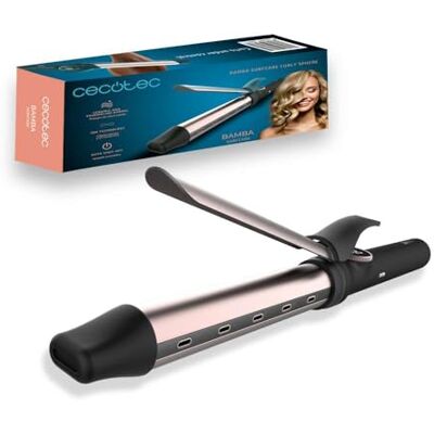 Cecotec Fer à friser Bamba SurfCare Curly Sphere. Cylindre de 28 mm en céramique et tourmaline, moins de frisottis, écran (120 °C à 210 °C), câble rotatif à 360° et de 1,8 m, arrêt automatique, pointe Cecotec Fer à friser Bamba SurfCare Curly Sphere. Cylindre de 28 mm en céramique et tourmaline, moins de frisottis, écran (120 °C à 210 °C), câble rotatif à 360° et de 1,8 m, arrêt automatique, pointe