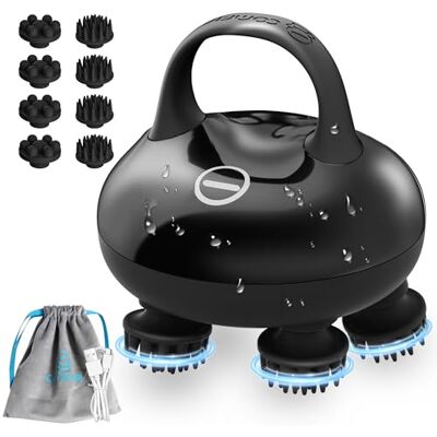 COMFIER Masseur de tête sans fil, électrique, avec 3 modes de pétrissage, étanchéité IPX7, 8 griffes de massage pour un nettoyage en profondeur et la croissance des cheveux, cadeau de détente et de COMFIER Masseur de tête sans fil, électrique, avec 3 modes de pétrissage, étanchéité IPX7, 8 griffes de massage pour un nettoyage en profondeur et la croissance des cheveux, cadeau de détente et de