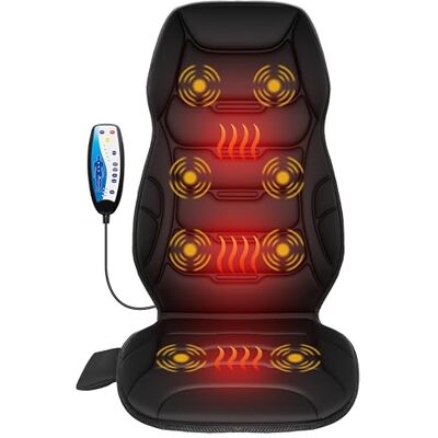 COMFIER Masseur de dos avec chaleur, coussin de siège de massage par vibrations avec 8 nœuds de massage et 5 modes, coussin de massage réglable pour chaise de bureau à domicile, coussin de chaise COMFIER Masseur de dos avec chaleur, coussin de siège de massage par vibrations avec 8 nœuds de massage et 5 modes, coussin de massage réglable pour chaise de bureau à domicile, coussin de chaise
