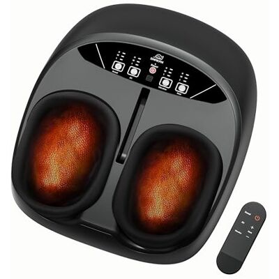 Snailax Masseur de pieds Shiatsu avec fonction chauffante et télécommande, masseur électrique de pieds avec massage en profondeur, massage à rouleau, compression et vibration, cadeau pour femmes et Snailax Masseur de pieds Shiatsu avec fonction chauffante et télécommande, masseur électrique de pieds avec massage en profondeur, massage à rouleau, compression et vibration, cadeau pour femmes et