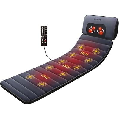 COMFIER Tapis Chauffant, Matelas de Massage Complet du Corps Avec Oreiller Shiatsu Détachable pour le Cou, 10 Moteurs Vibrants, 4 Coussins Chauffants pour Dos et Épaules COMFIER Tapis Chauffant, Matelas de Massage Complet du Corps Avec Oreiller Shiatsu Détachable pour le Cou, 10 Moteurs Vibrants, 4 Coussins Chauffants pour Dos et Épaules