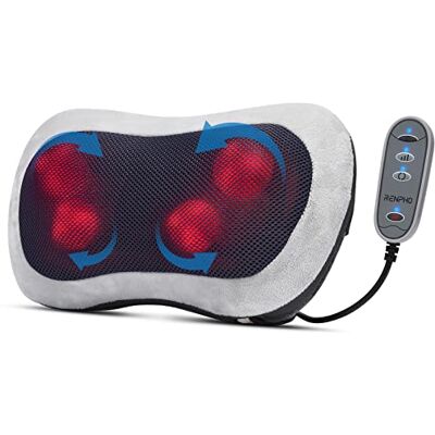 RENPHO Coussin de Massage, Masseur Ultra-Mince du Cou et du Dos à 3 Vitesses Shiatsu avec Fonction Chauffante, pour la Relaxation Musculaire RENPHO Coussin de Massage, Masseur Ultra-Mince du Cou et du Dos à 3 Vitesses Shiatsu avec Fonction Chauffante, pour la Relaxation Musculaire