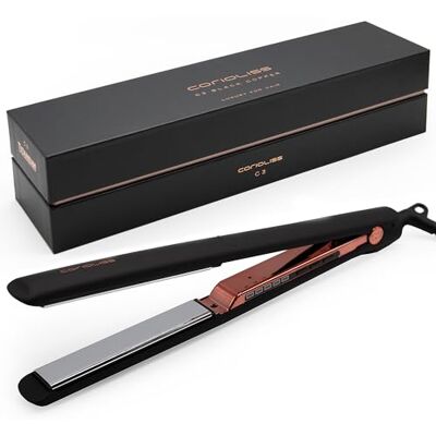 Corioliss C3 Lisseur professionnel Plaques extra longues en titane Parfait pour lisser et boucler Jusqu'à 235° Ionique Antifrizz Noir Copper Soft Touch Corioliss C3 Lisseur professionnel Plaques extra longues en titane Parfait pour lisser et boucler Jusqu'à 235° Ionique Antifrizz Noir Copper Soft Touch