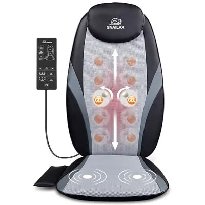Snailax Appareil de Massage Shiatsu avec chauffage Nœuds de massage en gel, coussin de massage Deep Kneading, coussin de massage pour chaise de bureau à domicile Snailax Appareil de Massage Shiatsu avec chauffage Nœuds de massage en gel, coussin de massage Deep Kneading, coussin de massage pour chaise de bureau à domicile