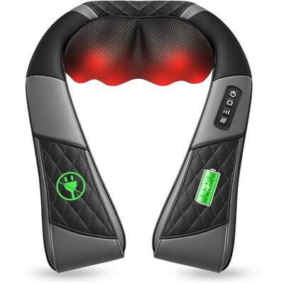 COMFIER Masseur de cou sans fil avec chaleur, masseur Shiatsu pour le cou et les épaules, coussin de massage 3D avec 3 niveaux d'intensité, rechargeable, cadeau pour femmes et hommes, noir COMFIER Masseur de cou sans fil avec chaleur, masseur Shiatsu pour le cou et les épaules, coussin de massage 3D avec 3 niveaux d'intensité, rechargeable, cadeau pour femmes et hommes, noir