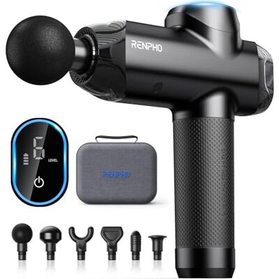 RENPHO R3 Pistolet de massage électrique puissant pistolet de massage musculaire d'amplitude de 12 mm écran LCD tactile masseur portable pour muscles du corps relaxation RENPHO R3 Pistolet de massage électrique puissant pistolet de massage musculaire d'amplitude de 12 mm écran LCD tactile masseur portable pour muscles du corps relaxation