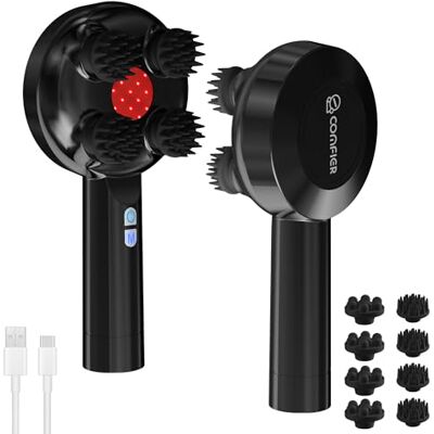 COMFIER Masseur de tête portable sans fil, masseur électrique pour cuir chevelu avec 3 modes, 8 têtes en silicone, étanche IPX7, pour favoriser la croissance des cheveux et la relaxation, noir COMFIER Masseur de tête portable sans fil, masseur électrique pour cuir chevelu avec 3 modes, 8 têtes en silicone, étanche IPX7, pour favoriser la croissance des cheveux et la relaxation, noir