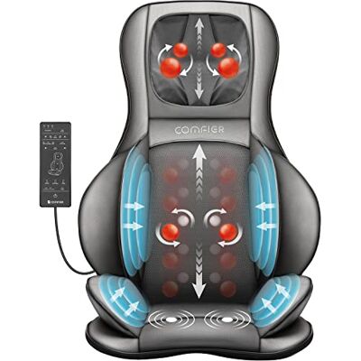 COMFIER Siège Massant Shiatsu avec Compression et Roulement Masseur de Dos avec Chaleur, Chaise Massage de pétrissage pour Le Dos, Le Cou et Les épaules, Soulagement de la Douleur COMFIER Siège Massant Shiatsu avec Compression et Roulement Masseur de Dos avec Chaleur, Chaise Massage de pétrissage pour Le Dos, Le Cou et Les épaules, Soulagement de la Douleur