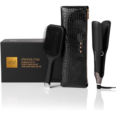 ghd Coffret lisseur cheveux Chronos Max Fer à lisser professionnel (Noir) Brosse et pochette incluses Coiffage 3x plus rapide, sans dommage Plaques larges, cheveux longs, épais, bouclés ghd Coffret lisseur cheveux Chronos Max Fer à lisser professionnel (Noir) Brosse et pochette incluses Coiffage 3x plus rapide, sans dommage Plaques larges, cheveux longs, épais, bouclés