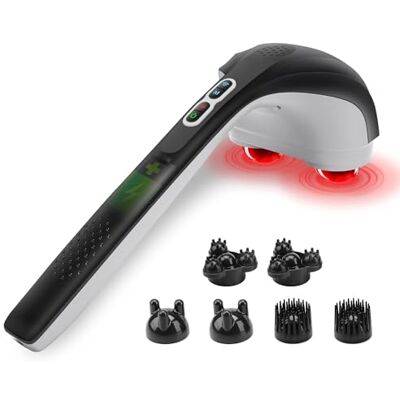 Snailax Masseur à main électrique pour massage à percussion sans fil rechargeable avec chaleur, masseur portable pour soulager la douleur Snailax Masseur à main électrique pour massage à percussion sans fil rechargeable avec chaleur, masseur portable pour soulager la douleur