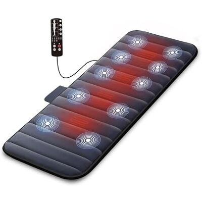 COMFIER Matelas de massage électrique avec 10 moteurs vibrants, coussin thermique à 2 thérapies avec arrêt automatique, coussin chauffant pour soulager les maux de dos COMFIER Matelas de massage électrique avec 10 moteurs vibrants, coussin thermique à 2 thérapies avec arrêt automatique, coussin chauffant pour soulager les maux de dos