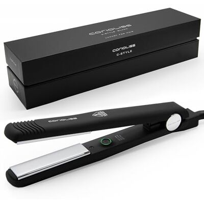 Corioliss C Style Fer à Lisser pour femmes Plaque de titane pour cheveux fins Fer professionnel avec contrôle de la température (Black Soft Touch) Corioliss C Style Fer à Lisser pour femmes Plaque de titane pour cheveux fins Fer professionnel avec contrôle de la température (Black Soft Touch)