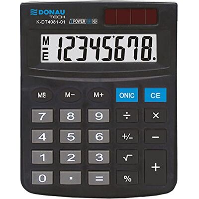 DONAU TECH/K-DT4081-01 Calculatrice de bureau 8 chiffres avec fonction racine Noir 134 x 104 x 17 mm DONAU TECH/K-DT4081-01 Calculatrice de bureau 8 chiffres avec fonction racine Noir 134 x 104 x 17 mm