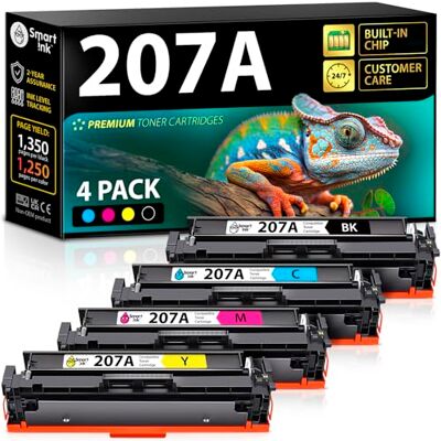 Smart Ink 207A Toner Compatible Pack de 4 (Noir Cyan Magenta Jaune) Avec puce, pour HP 207A HP 207X, Color LaserJet Pro MFP M283fdw M282nw M283cdw M283fdn Color LaserJet Pro M255dw M255nw Smart Ink 207A Toner Compatible Pack de 4 (Noir Cyan Magenta Jaune) Avec puce, pour HP 207A HP 207X, Color LaserJet Pro MFP M283fdw M282nw M283cdw M283fdn Color LaserJet Pro M255dw M255nw