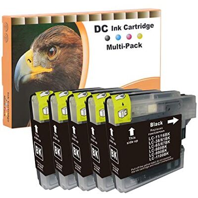 D&C Cartouches d'encre compatibles pour Brother LC-980/1100 DCP-185C DCP-385C DCP-395CN DCP-585CW DCP-6690CW DCP-J615W DCP-J715W MFC-490CW MFC-5490CN MFC-5895CW MFC-6890CDW MFC-795CW MFC990 (5 Noir) D&C Cartouches d'encre compatibles pour Brother LC-980/1100 DCP-185C DCP-385C DCP-395CN DCP-585CW DCP-6690CW DCP-J615W DCP-J715W MFC-490CW MFC-5490CN MFC-5895CW MFC-6890CDW MFC-795CW MFC990 (5 Noir)