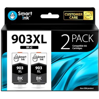 Smart Ink Cartouche d’encre compatible pour HP 903 XL 903XL (2 XL Noir Pack) avec Système de Puce Avancée pour Officejet 6950 All-in-One Officejet Pro 6960 6970 All-in-One Smart Ink Cartouche d’encre compatible pour HP 903 XL 903XL (2 XL Noir Pack) avec Système de Puce Avancée pour Officejet 6950 All-in-One Officejet Pro 6960 6970 All-in-One