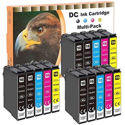 D&C 15x Cartouches d'encre Remplacement pour Epson 16 16XL pour Epson Workforce WF-2750 WF-2760 WF-2660 WF-2650 WF-2630 WF-2540 WF-2530 WF-2510 WF-2010 (6 Noir / 3 Cyan / 3 Magenta / 3 Jaunes) D&C 15x Cartouches d'encre Remplacement pour Epson 16 16XL pour Epson Workforce WF-2750 WF-2760 WF-2660 WF-2650 WF-2630 WF-2540 WF-2530 WF-2510 WF-2010 (6 Noir / 3 Cyan / 3 Magenta / 3 Jaunes)