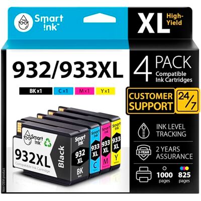 Smart Ink Compatible Remplacement des Cartouches d'encre pour HP 932 XL 933 XL 932XL 933XL High Yield Encre Cartouche Haute Сapacité pour HP Officejet 6600 6100 6700 7110 7610 7612 Imprimante Smart Ink Compatible Remplacement des Cartouches d'encre pour HP 932 XL 933 XL 932XL 933XL High Yield Encre Cartouche Haute Сapacité pour HP Officejet 6600 6100 6700 7110 7610 7612 Imprimante