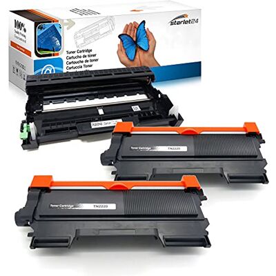 Starlet24 2X Toner + 1x Tambour Compatibles avec Brother TN2220 DR2200 pour DCP-7055 DCP-7060D MFC-7360N MFC-7460DN 7860DW HL-2130 HL-2240 HL-2240D HL-2250DN HL-2270DW FAX-2840 FAX-2240 Starlet24 2X Toner + 1x Tambour Compatibles avec Brother TN2220 DR2200 pour DCP-7055 DCP-7060D MFC-7360N MFC-7460DN 7860DW HL-2130 HL-2240 HL-2240D HL-2250DN HL-2270DW FAX-2840 FAX-2240