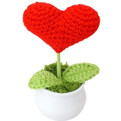 EANAGO Fleur crochetée comme décoration de bien-être pour vous-même ou comme cadeau – Fleur au crochet faite à la main – Avec pot de fleurs – Idée cadeau – Bureau – Home Office – Amour et amitié (cœur EANAGO Fleur crochetée comme décoration de bien-être pour vous-même ou comme cadeau – Fleur au crochet faite à la main – Avec pot de fleurs – Idée cadeau – Bureau – Home Office – Amour et amitié (cœur