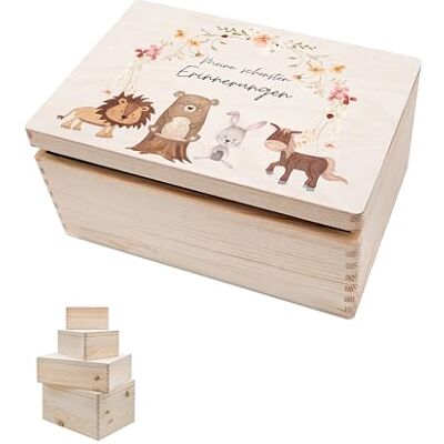 wunderwunsch ® Boîte à souvenirs personnalisée pour bébé avec impression spéciale Boîte à souvenirs pour bébé Boîte à souvenirs en bois Cadeau de naissance (couronne de fleurs, S, couvercle à wunderwunsch ® Boîte à souvenirs personnalisée pour bébé avec impression spéciale Boîte à souvenirs pour bébé Boîte à souvenirs en bois Cadeau de naissance (couronne de fleurs, S, couvercle à