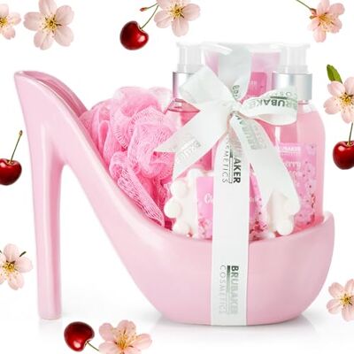 BRUBAKER Cosmetics Coffret de bain & beauté de luxe Fleur de cerisier 6 Pièces Escarpin décoratif Rose Idée cadeau Femme BRUBAKER Cosmetics Coffret de bain & beauté de luxe Fleur de cerisier 6 Pièces Escarpin décoratif Rose Idée cadeau Femme