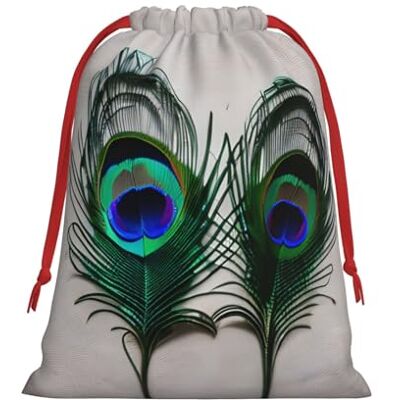 Tianbaozdp Sacs de Noël avec cordon de serrage, motif plumes de paon, cadeau de mariage, loisirs créatifs, cadeaux de Noël Tianbaozdp Sacs de Noël avec cordon de serrage, motif plumes de paon, cadeau de mariage, loisirs créatifs, cadeaux de Noël