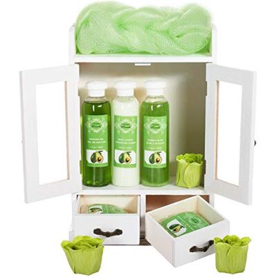 BRUBAKER Cosmetics Coffret de bain Avocat 10 Pièces Armoire en Bois/Blanc vintage Idée cadeau BRUBAKER Cosmetics Coffret de bain Avocat 10 Pièces Armoire en Bois/Blanc vintage Idée cadeau