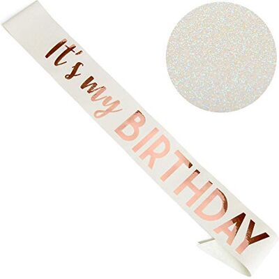 CORRURE Écharpe « It's My Birthday » avec feuille d'or rose Écharpe blanche à paillettes pour femme Écharpe Happy Birthday pour fille, white-417, 2 Piece Set CORRURE Écharpe « It's My Birthday » avec feuille d'or rose Écharpe blanche à paillettes pour femme Écharpe Happy Birthday pour fille, white-417, 2 Piece Set
