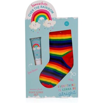 accentra Kit d'entretien OVER THE RAINBOW dans une belle boîte cadeau, avec lotion pour les pieds et chaussettes au motif arc-en-ciel – Coffret cadeau pour filles ou garçons pour un anniversaire, accentra Kit d'entretien OVER THE RAINBOW dans une belle boîte cadeau, avec lotion pour les pieds et chaussettes au motif arc-en-ciel – Coffret cadeau pour filles ou garçons pour un anniversaire,
