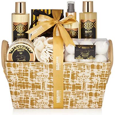BRUBAKER Cosmetics Coffret de bain & douche Vanille/Rose/Menthe 14 Pièces Panier décoratif Idée cadeau BRUBAKER Cosmetics Coffret de bain & douche Vanille/Rose/Menthe 14 Pièces Panier décoratif Idée cadeau
