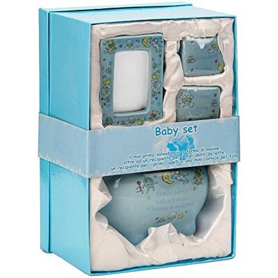 BRUBAKER Coffret cadeau Bébé/Naissance 4 Pièces Ma première tirelire, Boîte à dents de lait, Boîte à mèche de cheveux & Cadre photo Bleu/Garçon Italien BRUBAKER Coffret cadeau Bébé/Naissance 4 Pièces Ma première tirelire, Boîte à dents de lait, Boîte à mèche de cheveux & Cadre photo Bleu/Garçon Italien