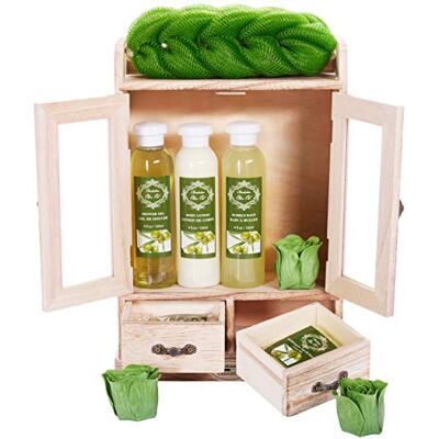BRUBAKER Cosmetics Coffret de bain Olivier 10 Pièces Armoire en Bois Idée cadeau BRUBAKER Cosmetics Coffret de bain Olivier 10 Pièces Armoire en Bois Idée cadeau