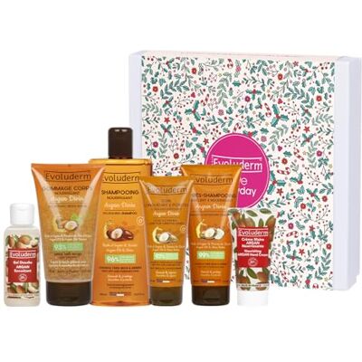 Evoluderm – Coffret Cadeau Argan Corps & Cheveux – 6 produits – Origine Naturelle Végan – Made in France Idée Cadeau Idéal cadeau Noël, Anniversaire, Fête des Mères (Cocooning) Evoluderm – Coffret Cadeau Argan Corps & Cheveux – 6 produits – Origine Naturelle Végan – Made in France Idée Cadeau Idéal cadeau Noël, Anniversaire, Fête des Mères (Cocooning)