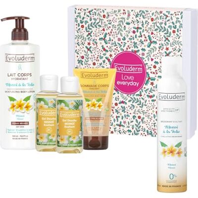 Evoluderm – Coffret Bain Femme Soins Corps Monoï de Tahiti 4 Produits + Déo OFFERT d'Origine Naturelle Idée Cadeau Coffret cadeau de Noël – Anniversaire Fête des Mères (Cocooning) Evoluderm – Coffret Bain Femme Soins Corps Monoï de Tahiti 4 Produits + Déo OFFERT d'Origine Naturelle Idée Cadeau Coffret cadeau de Noël – Anniversaire Fête des Mères (Cocooning)