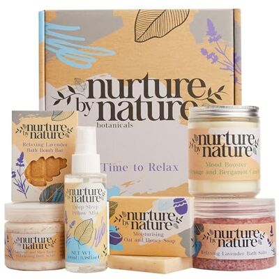 Nurture by Nature Botanicals RELAXANT & CALME Coffret cadeau spa Pamper de Nurture By Nature Brume d’oreiller, Sels de bain, Lavande, savon, bombe de bain, bougie, gommage corporel Cadeau de Saint-Valentin pour elle Nurture by Nature Botanicals RELAXANT & CALME Coffret cadeau spa Pamper de Nurture By Nature Brume d’oreiller, Sels de bain, Lavande, savon, bombe de bain, bougie, gommage corporel Cadeau de Saint-Valentin pour elle