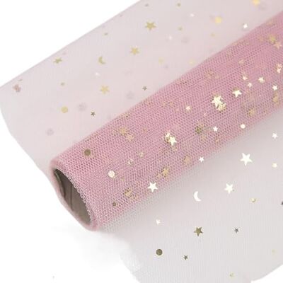 AMEEDA Papier d'emballage pour bouquet de fleurs, étoile, lune, fil de fleurs, gaze rose, matériau d'emballage de fleurs, papier d'emballage floral (couleur 009) AMEEDA Papier d'emballage pour bouquet de fleurs, étoile, lune, fil de fleurs, gaze rose, matériau d'emballage de fleurs, papier d'emballage floral (couleur 009)