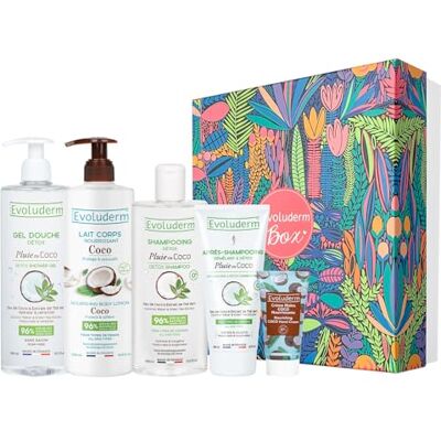 Evoluderm – Coffret Cadeau Corps & Cheveux Coco 5 Produits Ingrédients d'Origine Naturelle Végan Idéal Cadeau Noël – Anniversaire Fête des Mères (Magic Forest) Evoluderm – Coffret Cadeau Corps & Cheveux Coco 5 Produits Ingrédients d'Origine Naturelle Végan Idéal Cadeau Noël – Anniversaire Fête des Mères (Magic Forest)