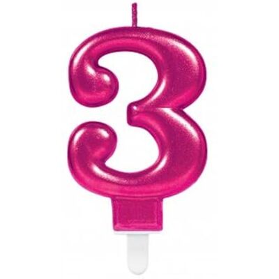 amscan 9901785 Celebration Bougie numéro 3 Finition métallique Rose 7,5 cm amscan 9901785 Celebration Bougie numéro 3 Finition métallique Rose 7,5 cm