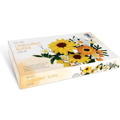 Ursus 27040001F Kit de bricolage Fleurs jaunes en fil chenille Pour créer un bouquet de fleurs par exemple tournesol, camomille, fougère et physalis Ursus 27040001F Kit de bricolage Fleurs jaunes en fil chenille Pour créer un bouquet de fleurs par exemple tournesol, camomille, fougère et physalis