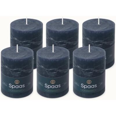 Spaas 6 Bougies Rustique Pilier Inodores, 80/110mm, ± 65h, Bleu Foncé Spaas 6 Bougies Rustique Pilier Inodores, 80/110mm, ± 65h, Bleu Foncé