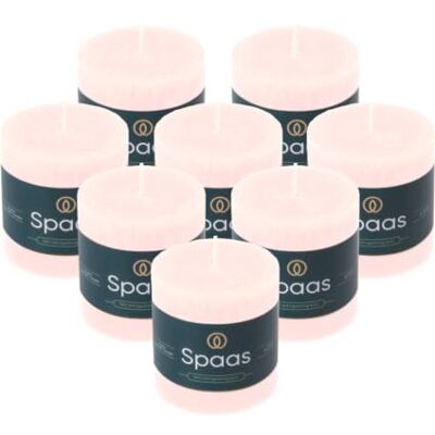 Spaas 8x Bougie Pilier Rustique 70/70 mm 25h rose clair Spaas 8x Bougie Pilier Rustique 70/70 mm 25h rose clair
