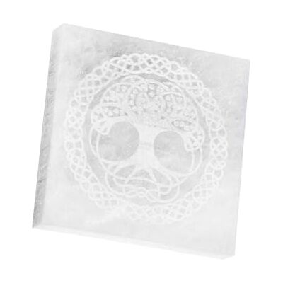 NKlaus Plaque de chargement arbre de vie en sélénite 7 x 8 cm Plaque décorative et d'énergie gravée Massive et détaillée Symbole spirituel de protection, de nettoyage et d'équilibre NKlaus Plaque de chargement arbre de vie en sélénite 7 x 8 cm Plaque décorative et d'énergie gravée Massive et détaillée Symbole spirituel de protection, de nettoyage et d'équilibre
